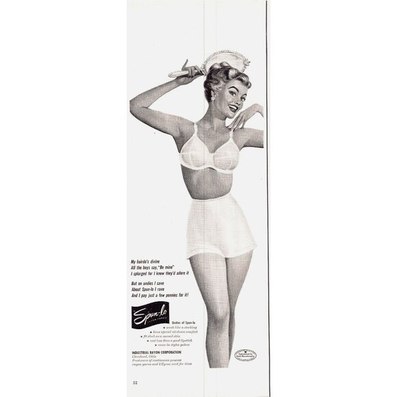 1951 Spun-Lo Women's Bra Underwear Vintage Print Ad Blonde Updo Hair Wall Art - Picture 1 of 3
